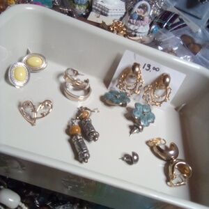 8 pair vintage mix earrings clip-on and pierced